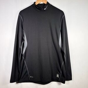Nike Pro Combat Shirt Mens XL Black Fitted Warm Base Layer Mock Neck Dri Fit